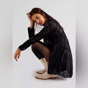 Free People Heather Lace Tunic Black XS